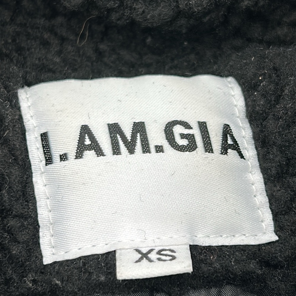 I AM GIA Pixie Sherpa Coat Size XSmall Black Oversized Relaxed Zip Up - Picture 4 of 8